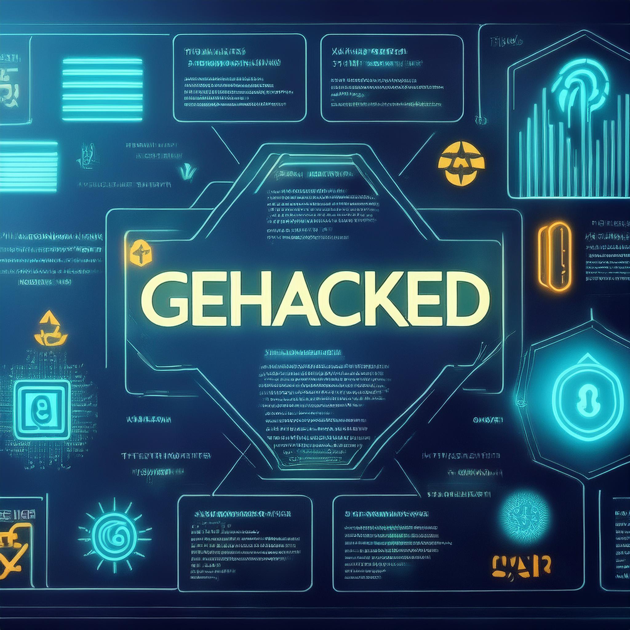 Firefly A screen with blue lettering and symbols. In the middle of the screen the words - GEHACKED- (1)